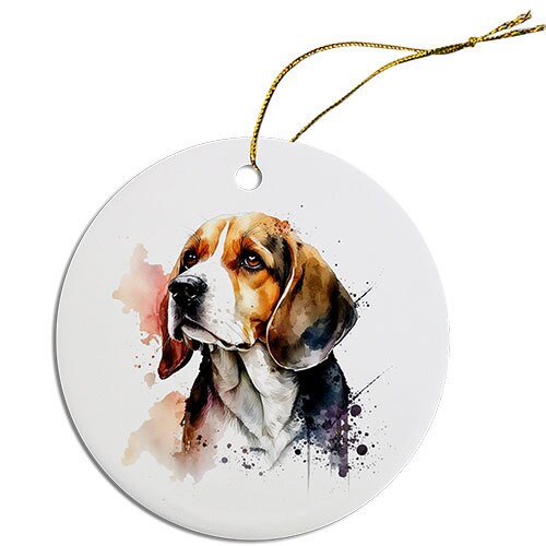 Dog Breed Specific Round Christmas Ornament, 