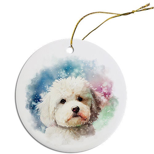 Dog Breed Specific Round Christmas Ornament, 