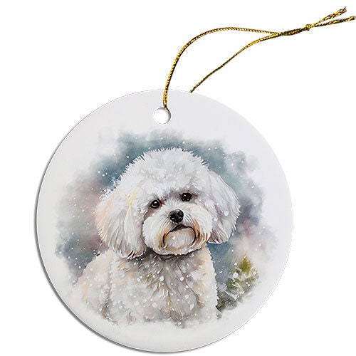 Dog Breed Specific Round Christmas Ornament, 