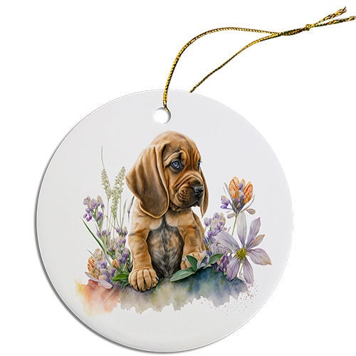 Dog Breed Specific Round Christmas Ornament, 