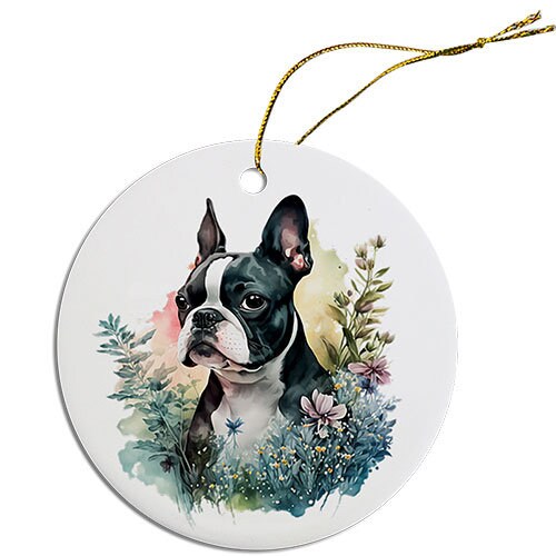 Dog Breed Specific Round Christmas Ornament, 