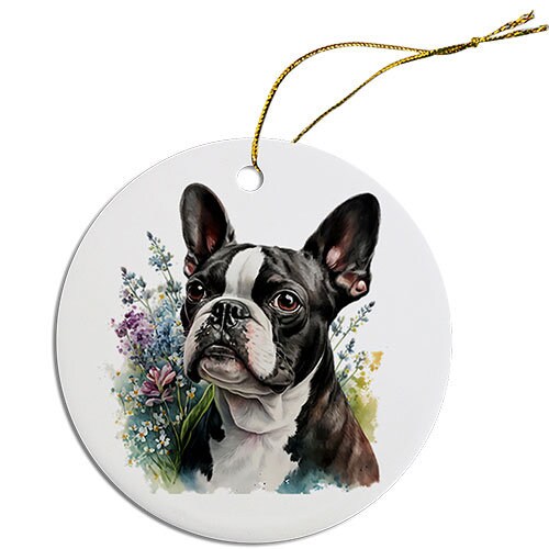 Dog Breed Specific Round Christmas Ornament, 