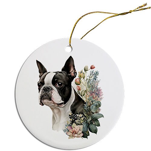 Dog Breed Specific Round Christmas Ornament, 