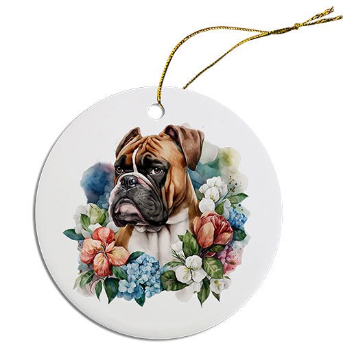 Dog Breed Specific Round Christmas Ornament, 