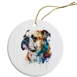 Dog Breed Specific Round Christmas Ornament, "Bulldog"