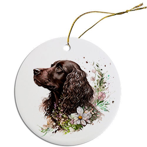 Dog Breed Specific Round Christmas Ornament, 