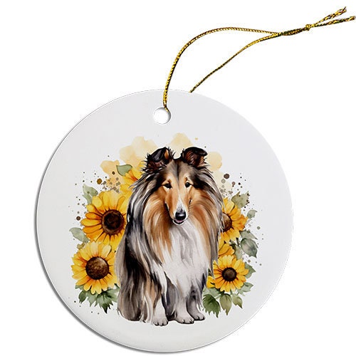 Dog Breed Specific Round Christmas Ornament, 