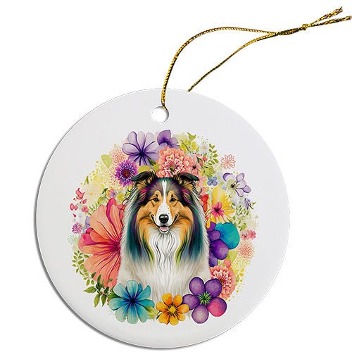 Dog Breed Specific Round Christmas Ornament, 