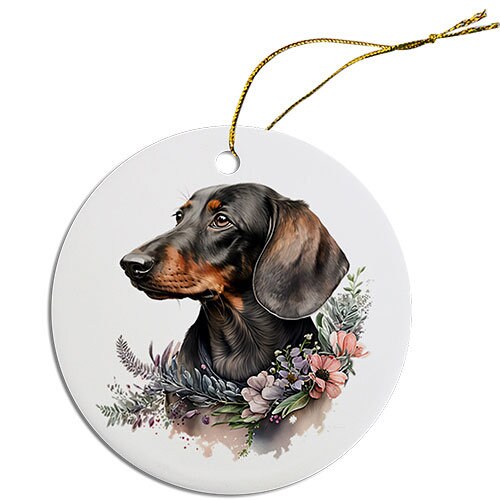 Dog Breed Specific Round Christmas Ornament, 