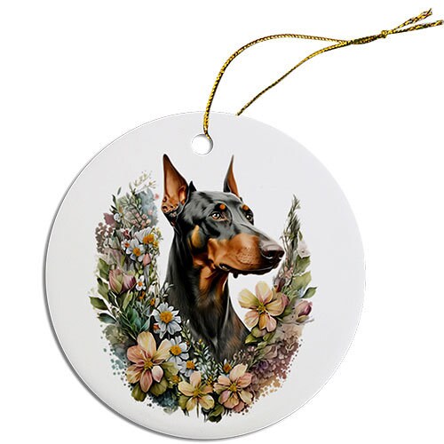 Dog Breed Specific Round Christmas Ornament, 