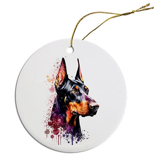 Dog Breed Specific Round Christmas Ornament, 