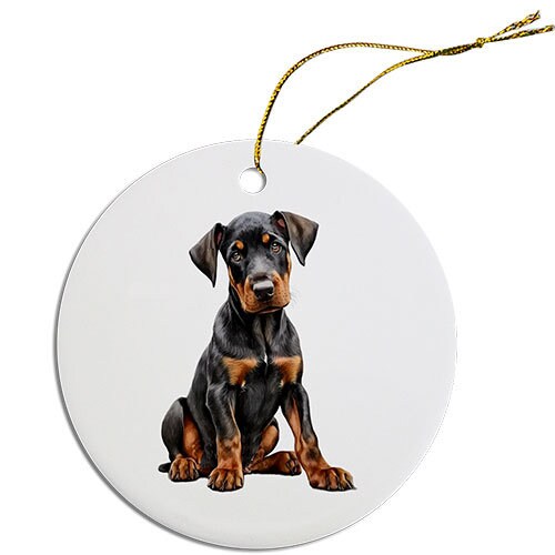 Dog Breed Specific Round Christmas Ornament, 