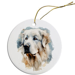 Dog Breed Specific Round Christmas Ornament, "Great Pyrenees"