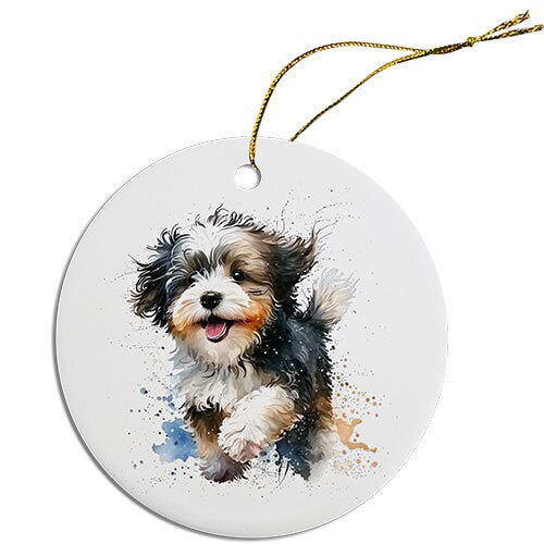 Dog Breed Specific Round Christmas Ornament, 