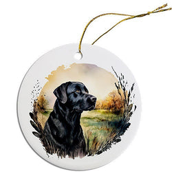 Dog Breed Specific Round Christmas Ornament, "Labrador"