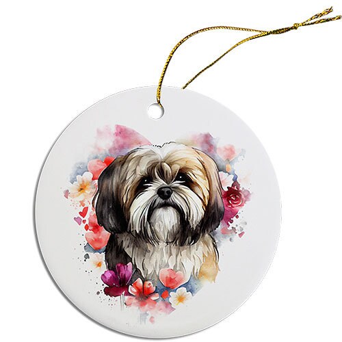 Dog Breed Specific Round Christmas Ornament, 