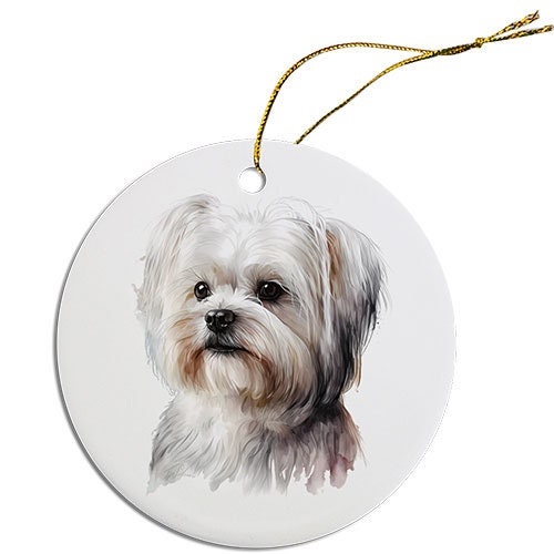 Dog Breed Specific Round Christmas Ornament, 