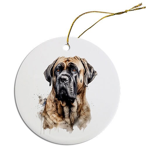 Dog Breed Specific Round Christmas Ornament, 