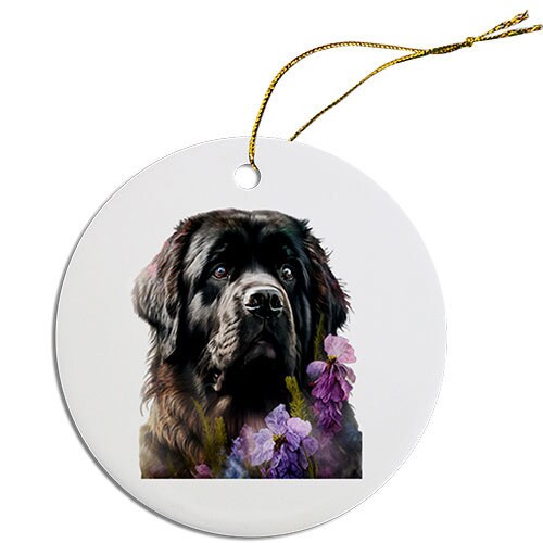 Dog Breed Specific Round Christmas Ornament, 