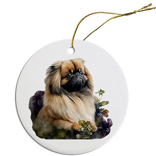 Dog Breed Specific Round Christmas Ornament, 