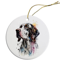 Dog Breed Specific Round Christmas Ornament, "Pointer"