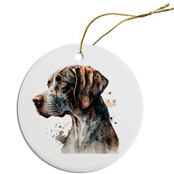 Dog Breed Specific Round Christmas Ornament, "Pointer"