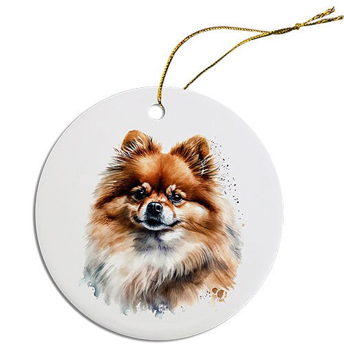 Dog Breed Specific Round Christmas Ornament, 