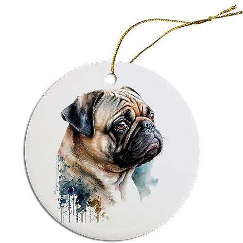 Dog Breed Specific Round Christmas Ornament, 