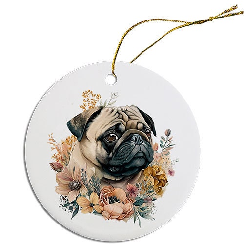 Dog Breed Specific Round Christmas Ornament, 