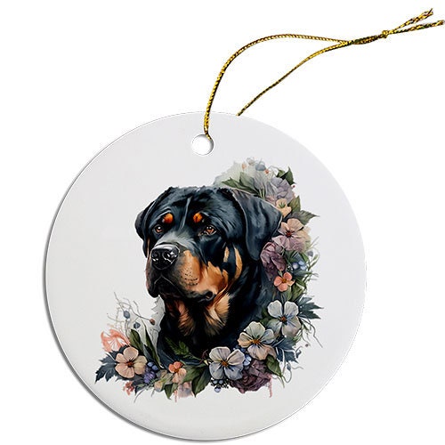 Dog Breed Specific Round Christmas Ornament, 