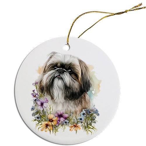 Dog Breed Specific Round Christmas Ornament, 