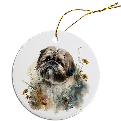 Dog Breed Specific Round Christmas Ornament, 