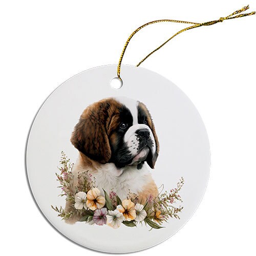 Dog Breed Specific Round Christmas Ornament, 