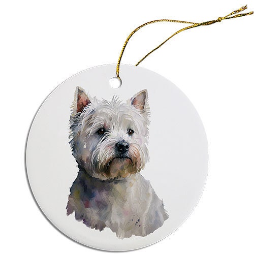 Dog Breed Specific Round Christmas Ornament, 