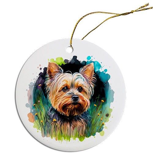 Dog Breed Specific Round Christmas Ornament, 