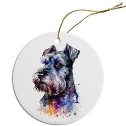 Dog Breed Specific Round Christmas Ornament, "Miniature Schnauzer"