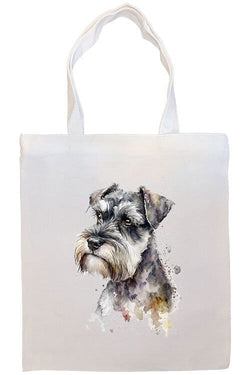 Canvas Tote Bag, Zippered With Handles & Inner Pocket, "Miniature Schnauzer"