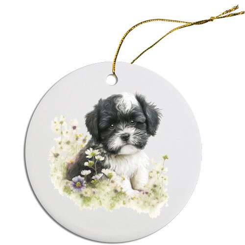 Dog Breed Specific Round Christmas Ornament, 