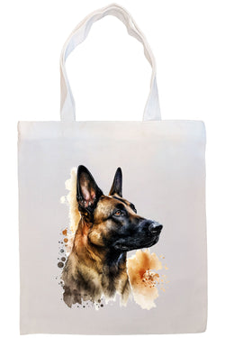 Canvas Tote Bag, Zippered With Handles & Inner Pocket, "Belgian Malinois"