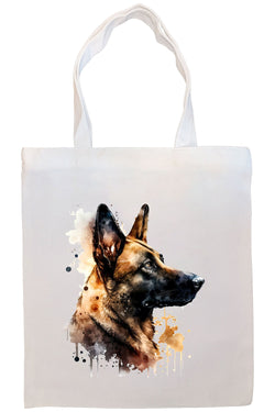 Canvas Tote Bag, Zippered With Handles & Inner Pocket, "Belgian Malinois"