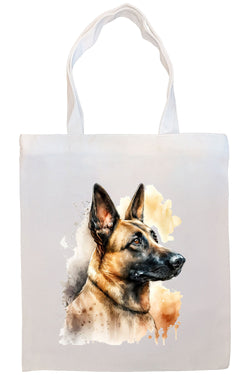 Canvas Tote Bag, Zippered With Handles & Inner Pocket, "Belgian Malinois"