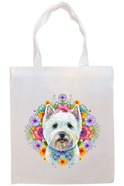 Canvas Tote Bag, Zippered With Handles & Inner Pocket, "Westie"