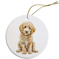 Dog Breed Specific Round Christmas Ornament, "Goldendoodle"