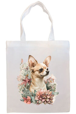 Canvas Tote Bag, Zippered With Handles & Inner Pocket, "Chihuahua"