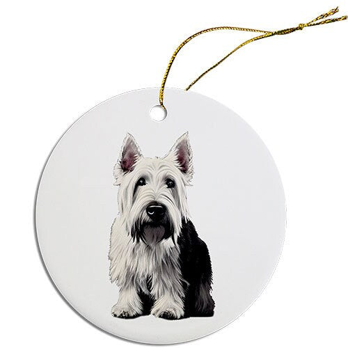 Dog Breed Specific Round Christmas Ornament, 