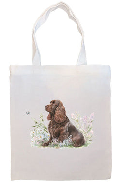 Canvas Tote Bag, Zippered With Handles & Inner Pocket, "Cocker Spaniel"