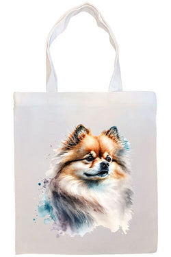 Canvas Tote Bag, Zippered With Handles & Inner Pocket, "Pomeranian"