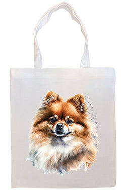 Canvas Tote Bag, Zippered With Handles & Inner Pocket, "Pomeranian"