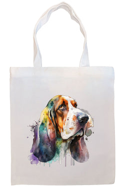 Canvas Tote Bag, Zippered With Handles & Inner Pocket, "Basset Hound"