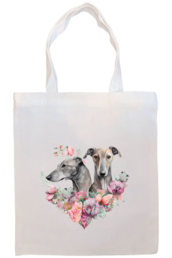 Canvas Tote Bag, Zippered With Handles & Inner Pocket, "Greyhound"